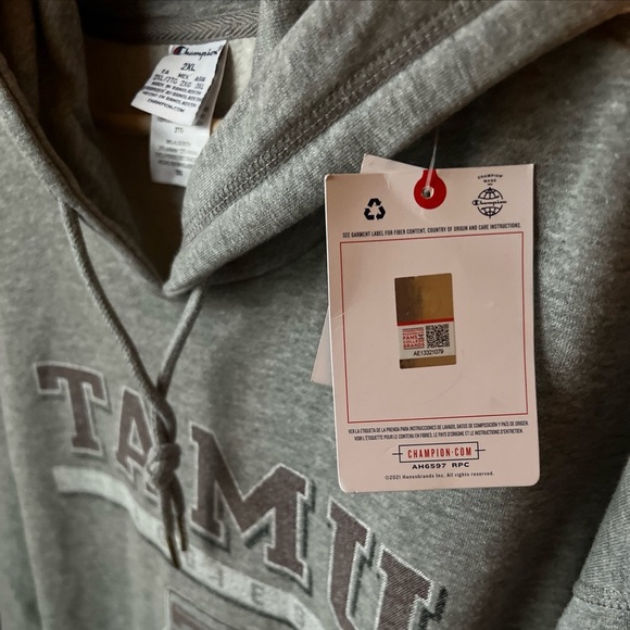 Champion Texas A&M Aggies Hoodie Sweatshirt Gray Pullover Sweater Size 2XL NWT - Picture 9 of 12